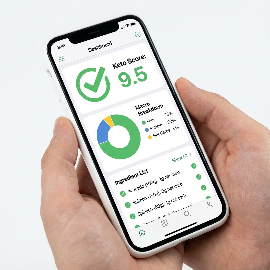 Phone showing keto score results