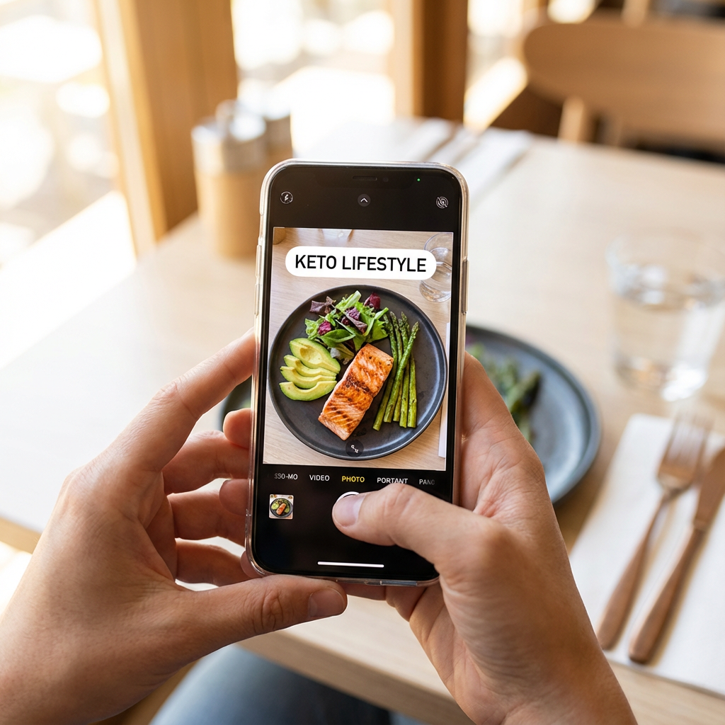 Person taking photo of keto meal